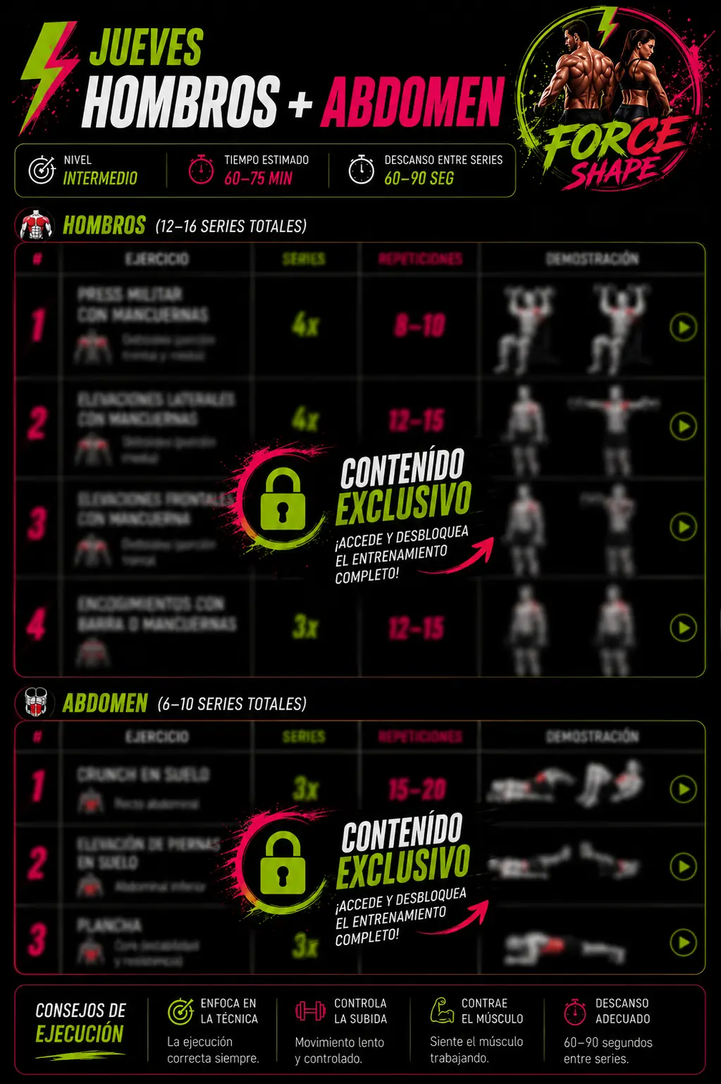 Jueves: Hombros + Abdomen